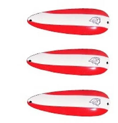 Fishing bait freezing clamp-Three Eppinger Huskie Junior Red/White Stripe Fishing Spoons 2 oz 4 1/2" 7-9