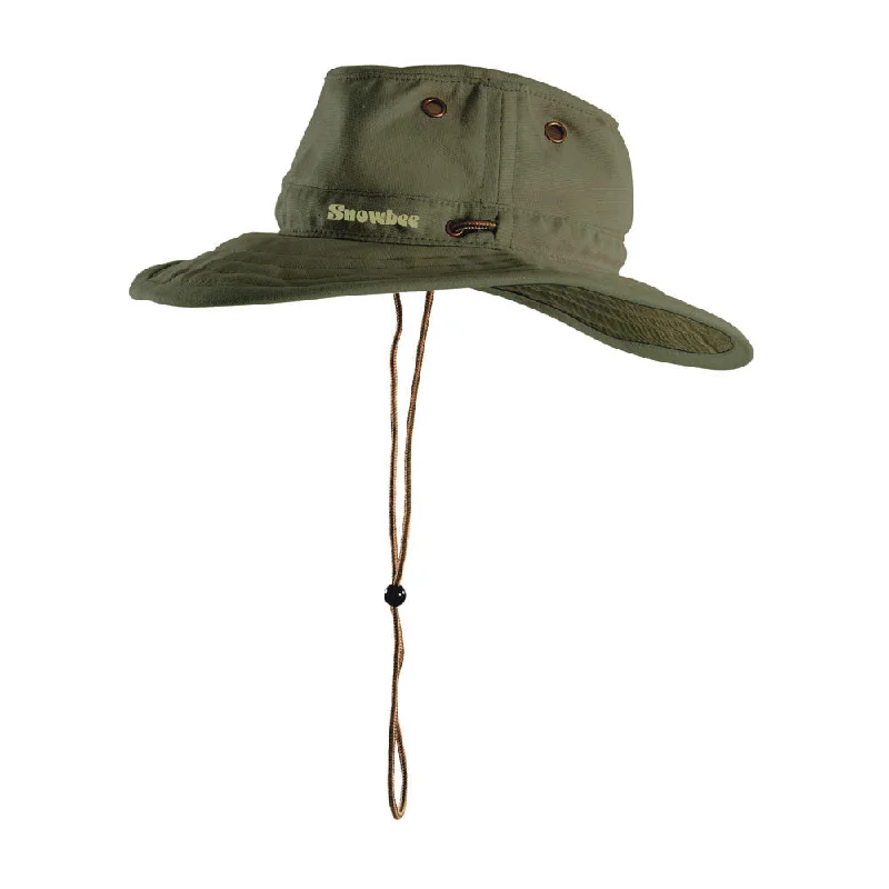 Fishing line knotting rack-Snowbee Wide Brim Ranger Hat Olive Green - S