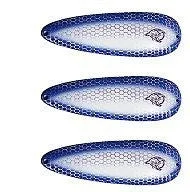 Fishing tackle stacking holder-Three Eppinger Dardevlet White Blue Sides Fishing Spoon Lures 3/4oz 2 7/8" 1-74