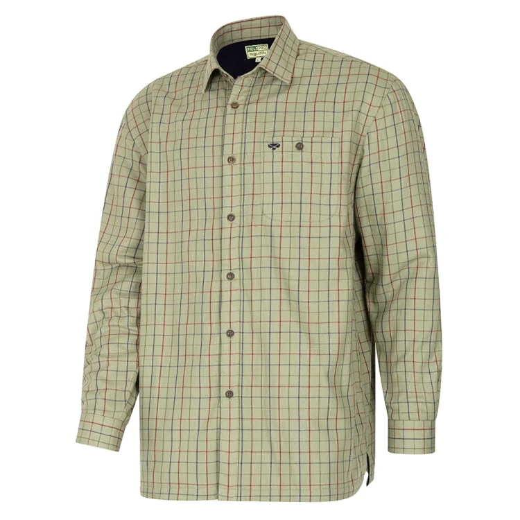 Fishing tackle foldable rack-Hoggs Of Fife Boxwood Micro-Fleece Lined Shirt - Green Tattersall Check