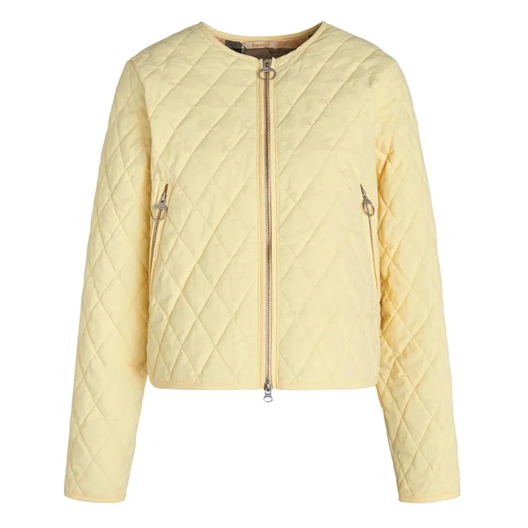 Fishing line twisting clamp-Barbour Ladies Caroline Quilted Jacket - Lemon Souffle/Dress Lemon