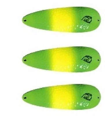 Fishing tackle waterproof holder-Three Eppinger Seadevle Green Chartreuse Fishing Spoon Lures 3 oz 5 3/4" 60-306