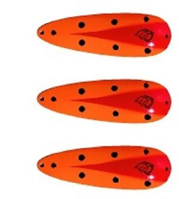 Fishing rod angle rack-Three Eppinger Huskie Junior Orange/Red Chunk Fishing Spoon 2 oz 4 1/2" 7-27