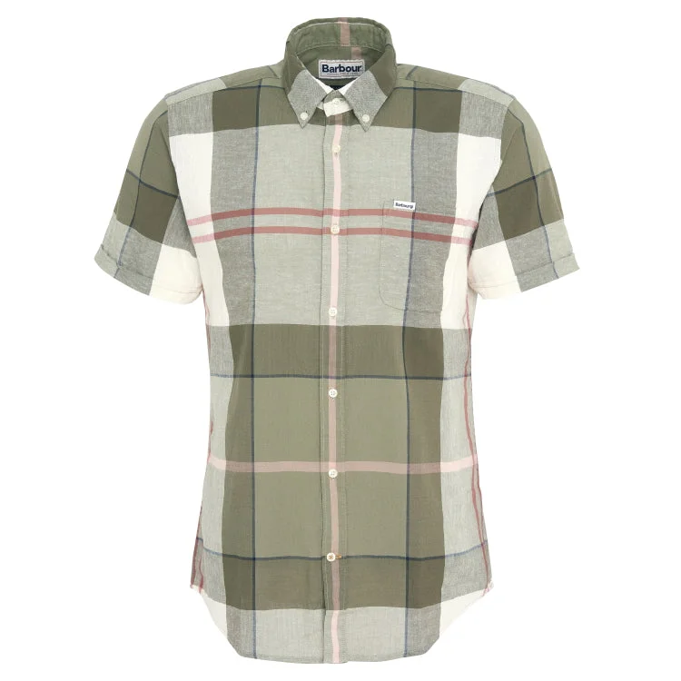 Fishing tackle sorting tray-Barbour Douglas Short Sleeved Tailored Shirt - Glenmore Olive Tartan