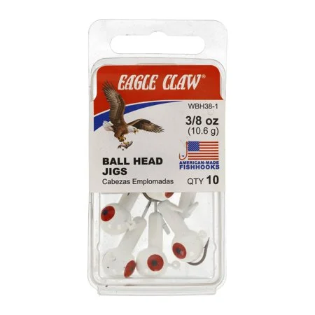 Fishing rod stabilizing stand-Ball Head Jig 38Oz, 10Pk, White, 10PK