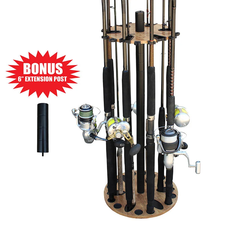 Fishing rod pivot rack-24 Rod - Round Rod Rack w/ Extension Post