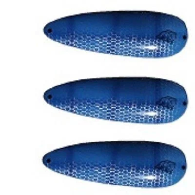 Fishing pliers with grip rack-Three Eppinger Huskie Junior Blue Herring Scale Fishing Spoons 2 oz 4 1/2" 7-32