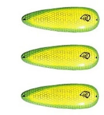 Fishing bait drying rack-Three Eppinger Seadevle Chartreuse Green Fishing Spoon Lures 3 oz  5 3/4" 60-72