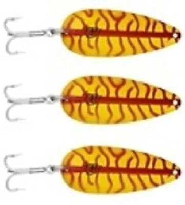 Fishing pliers with jaw rack-Three Eppinger Seadevle Yellow/Red Ladder Fishing Spoon Lures 3 oz  5 3/4" 60-57