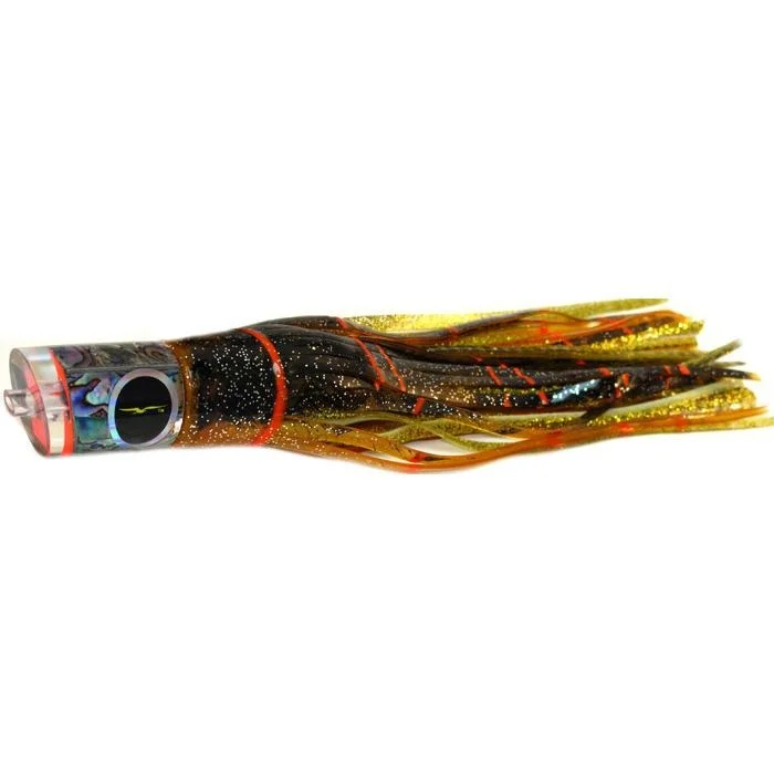 Fishing line knot clamp-Black Bart Bad Guy Medium Tackle Lure - Brown Gold Orange/Gold Dot