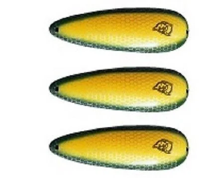 Fishing tackle waterproof rack-Three Eppinger Seadevle Yellow/Green Side Fishing Spoon Lures 3 oz  5 3/4" 60-48