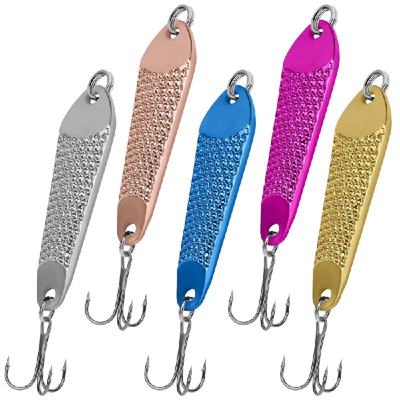 Fishing hook tension rack-THKFISH 5pcs Jigs Fishing Lures Spoons Lure with Treble Hook