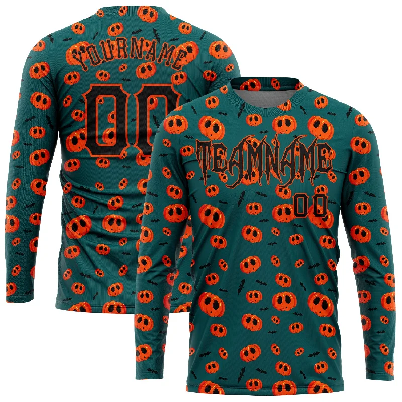 Fishing tackle waterproof stand-Custom 3D Pattern Halloween Pumpkins Long Sleeve Performance T-Shirt