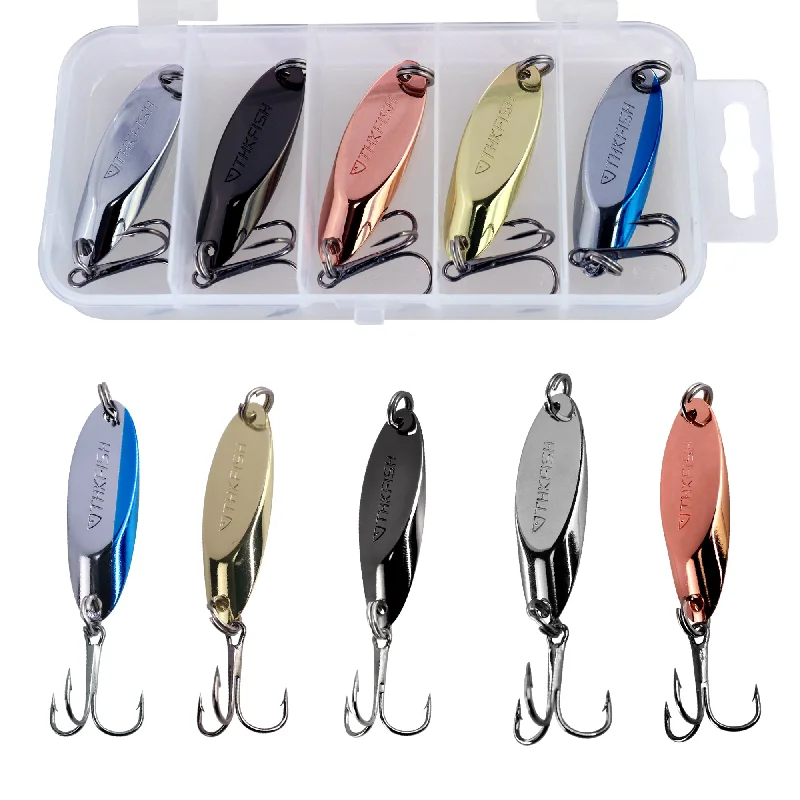 Fishing reel spool rack-THKFISH 5pcs Fishing Spoons Lures for Trout Pike Bass Crappie Walleye