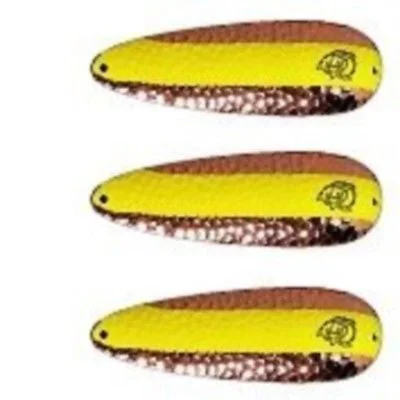 Fishing bait sealing holder-Three Eppinger Seadevle Copper Chartreuse Fishing Spoon Lures 3 oz 5 3/4" 60-387