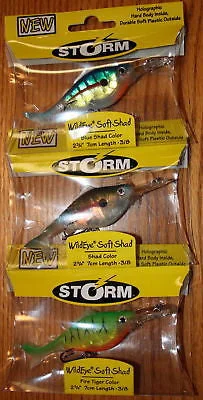 Fishing bait drying clamp-3 Storm Wildeye Soft Shad Lures 2 3/4 Inch Holographic Fishing