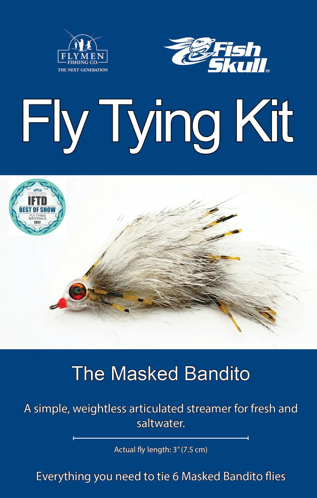 Fishing reel line clamp-Flymen Masked Bandito Fly Tying Kit