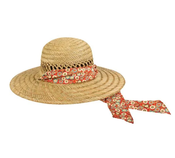 Fishing reel line stand-Outdoor Cap Ladies Straw Hat - Natural Red Band