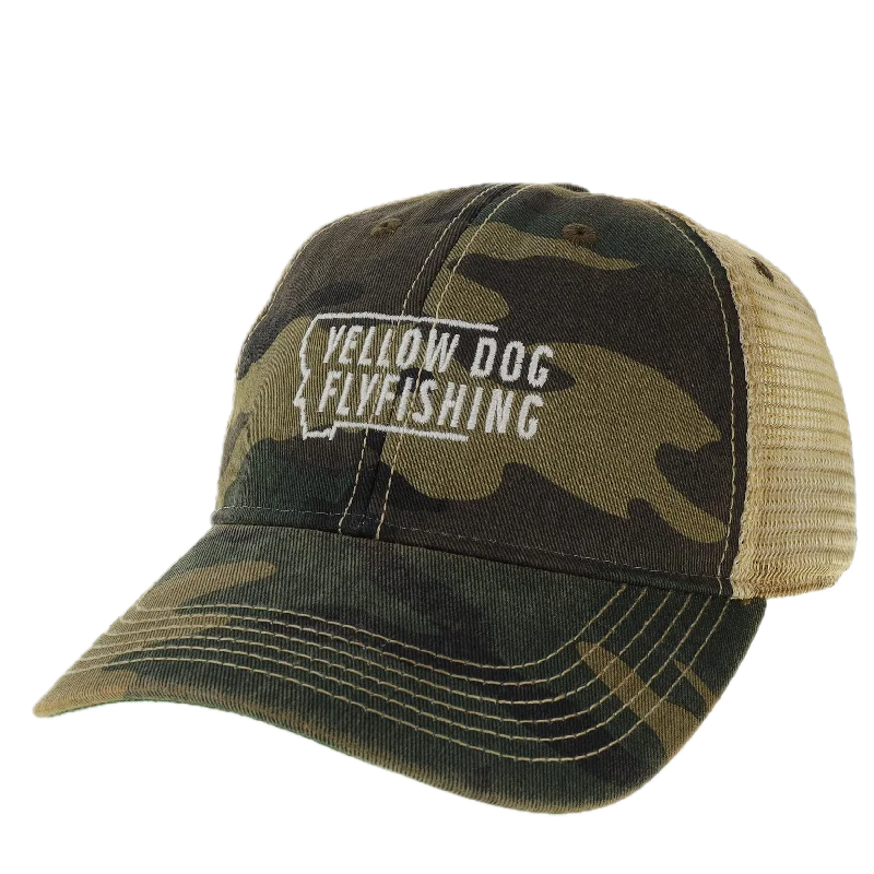 Fishing hook alignment clamp-Yellow Dog Trucker Hat - Army Camo