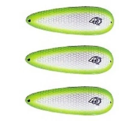 Fishing bait drying clamp-Three Eppinger Seadevle White/Green Sides Fishing Spoon Lures 3 oz  5 3/4" 60-75