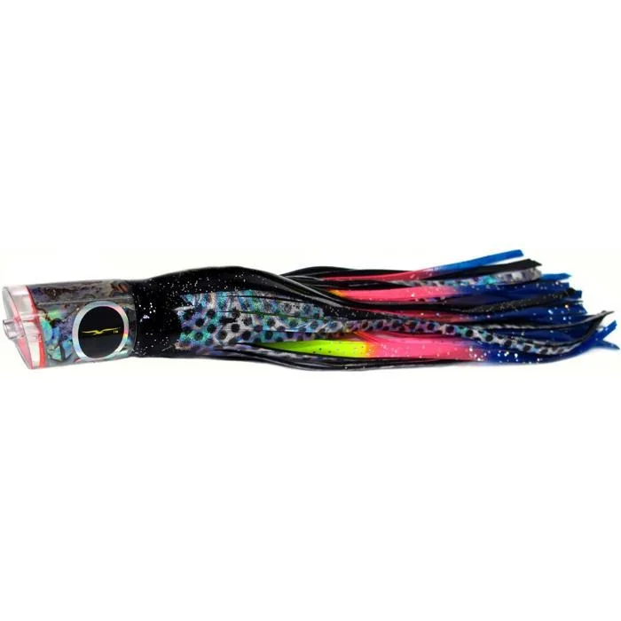 Fishing line braiding clamp-Black Bart Bad Guy Medium Tackle Lure - Black Dot/Rainbow