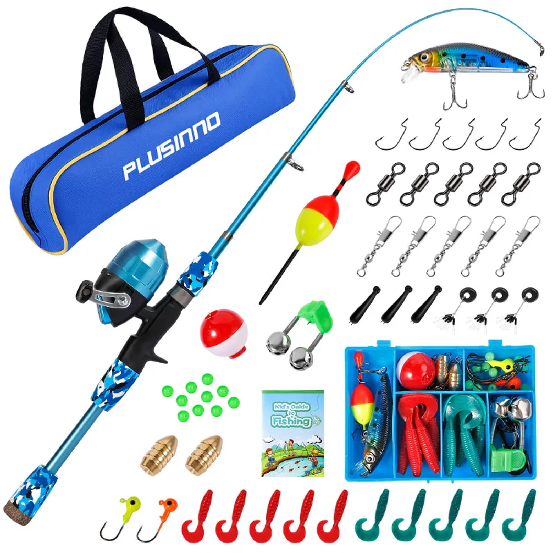 Fishing rod locking holder-PLUSINNO KFR3 Kids Fishing Rod Combo Full Kits without Net