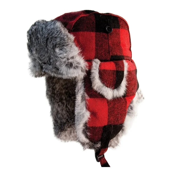 Fishing bait weighing clamp-ESKIMO BUFFALO PLAID ALASKAN FUR HAT