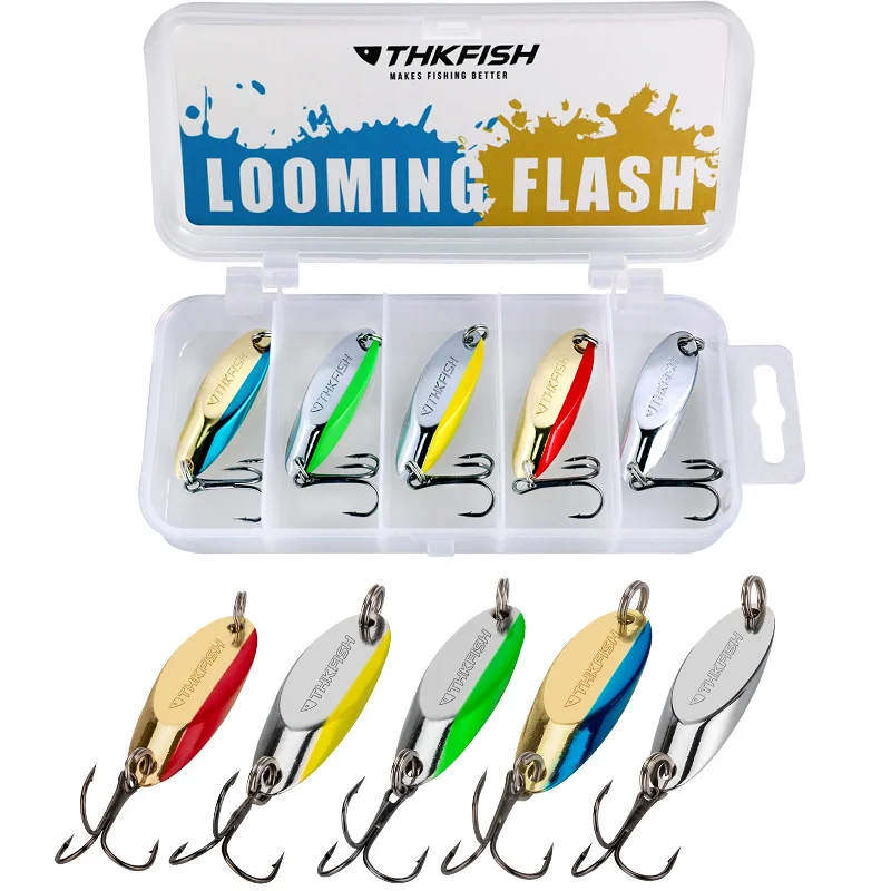 Fishing reel spool rack-THKFISH 5pcs Fishing Spoons Lures for Trout Pike Bass