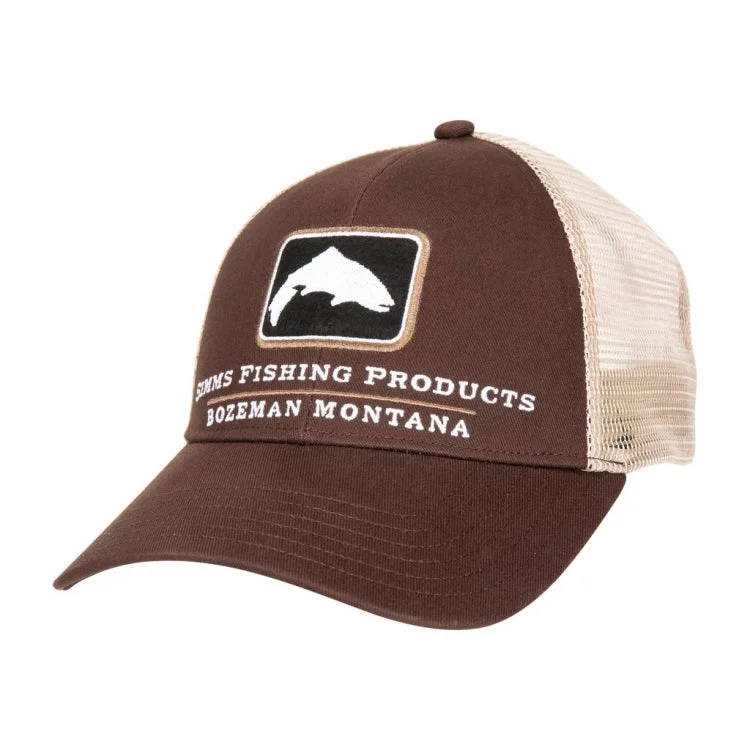 Fishing hook tension rack-Simms Trout Icon Trucker Cap - Mahogany