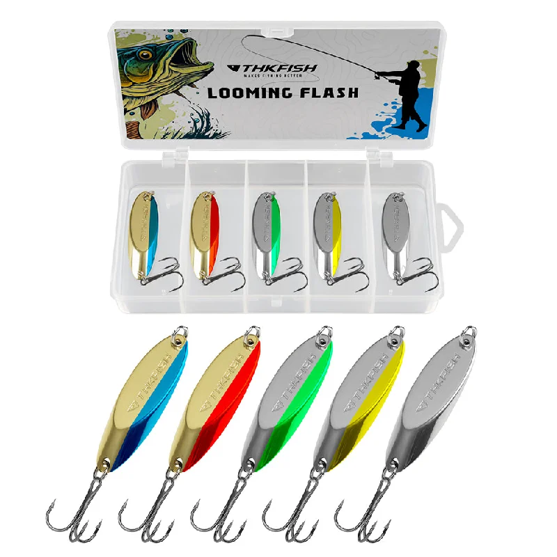 Fishing tackle compact rack-THKFISH 5pcs Fishing Spoons Lures For Bass