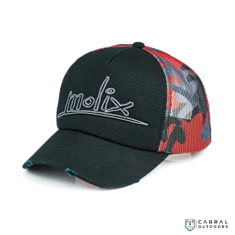 Fishing tackle rolling holder-Molix Destroyed 2.0 Hat | Color: Black/Red