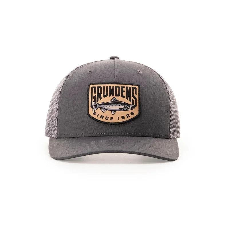 Fishing line twisting stand-Grundens King Trucker Hat - Charcoal & Black