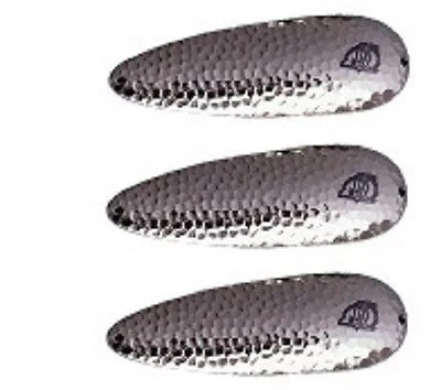 Fishing bait drying rack-Three Eppinger Huskie Junior Hammered Nickel Fishing Spoons 2 oz 4 1/2" 7-62