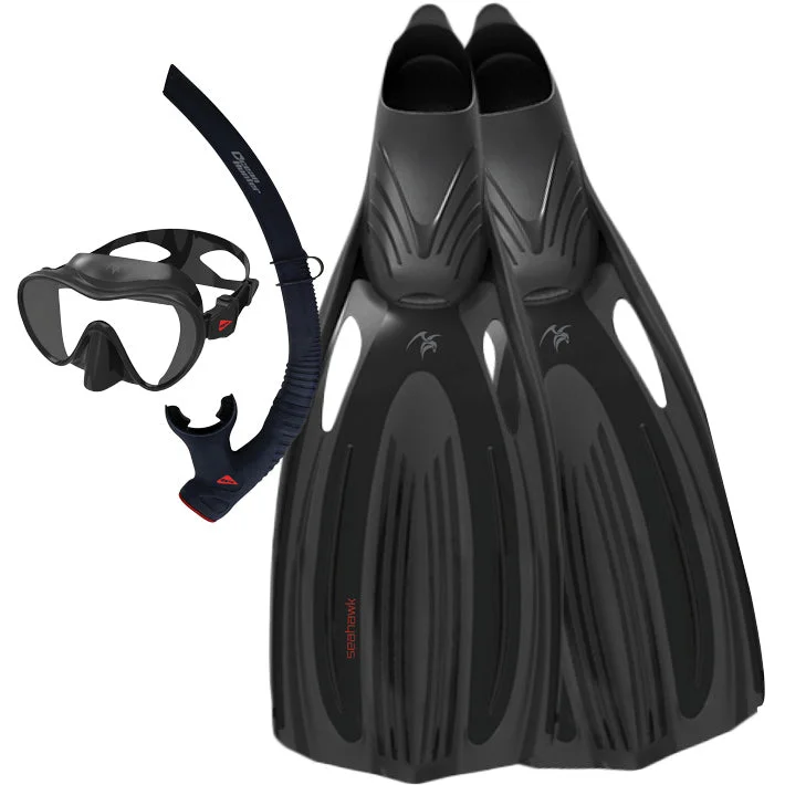 Fishing line twisting stand-Ocean Pro Seahawk Mask/Snorkel/Fin Sets Black