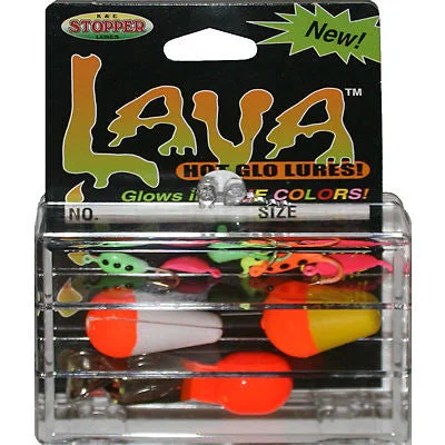 Fishing tackle foldable rack-Lava Mini Ice Fishing Kit 3KT-L 6 Jigs Two Floats Depth Finder FKW-3KT-L