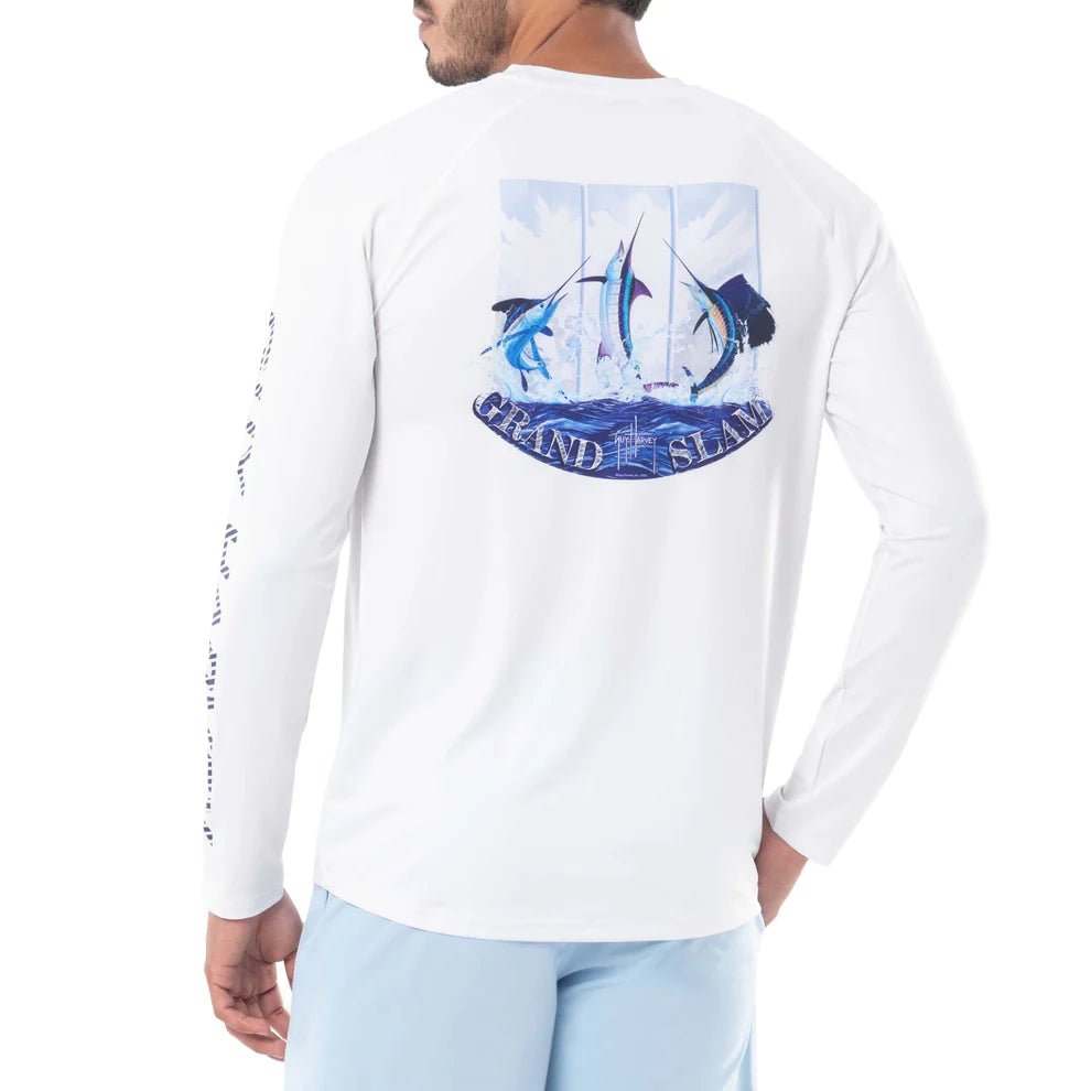 Fishing tackle stacking holder-Guy Harvey Men's Billfish Grand Slam Performance Raglan Sun Protection Top