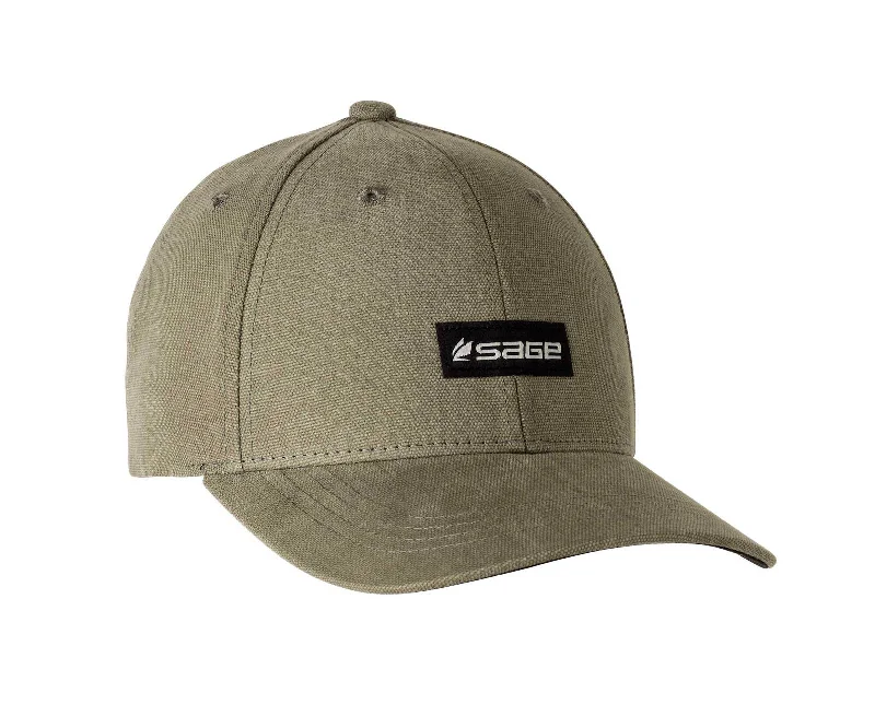 Fishing reel line rack-Sage 6 Panel Cap-Olive