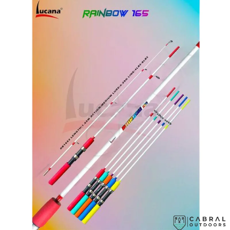 Fishing hook alignment rack-Lucana Rainbow 5.5ft Solid Spinning Rod