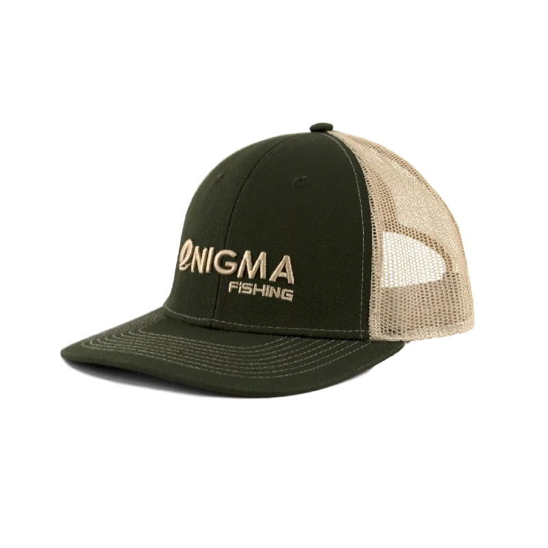 Fishing bait shaping rack-Enigma Tan and Green Snapback Hat