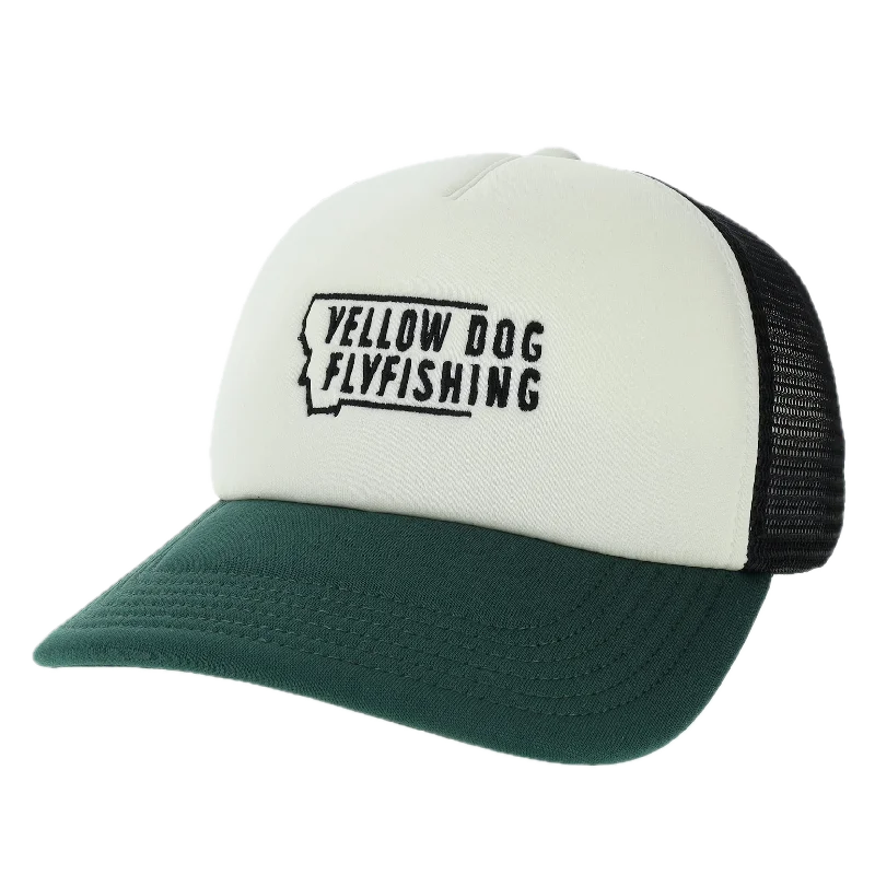 Fishing pliers with hook stand-Yellow Dog Trucker Hat - Cream/Black/Green