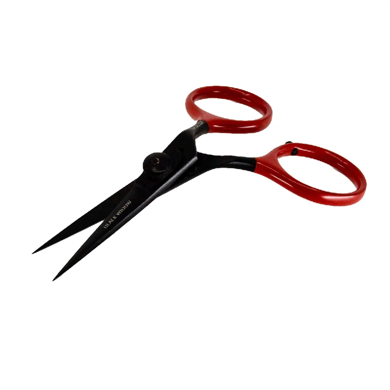 Fishing line knot clamp-Dr Slick Black Widow Hair Razor Scissor 4 1/2" Bent Shaft