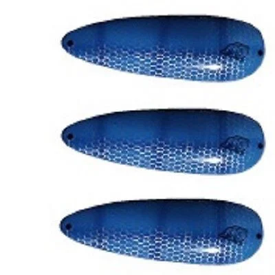 Fishing line knotting rack-Three Eppinger Huskie Junior Blue Herring Scale Fishing Spoons 2 oz 4 1/2" 7-35