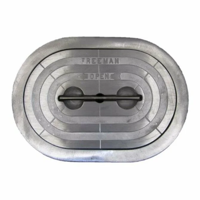 Fishing bait pressing holder-Freeman - Oval Lift Out Hatch w/ Aluminum Ring