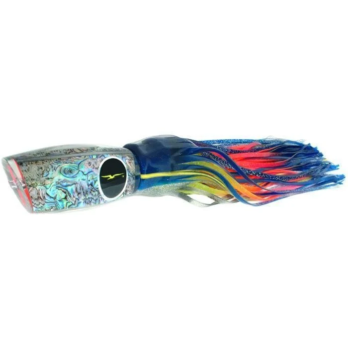 Fishing line knot rack-Black Bart Braziliano Heavy Tackle Lure - Blue Yellow/Rainbow