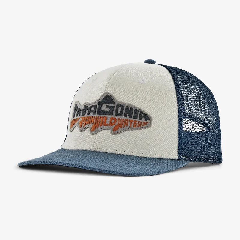 Fishing tackle waterproof rack-Patagonia Take a Stand Trucker Hat - Wild Waterline/Utility Blue