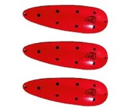 Fishing reel spool rack-Three Eppinger Seadevle Red/Black Dots Fishing Spoon Lures 3 oz  5 3/4" 60-51