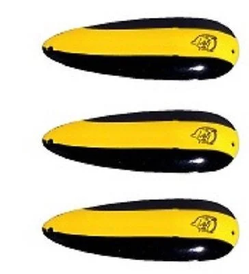 Fishing rod pivot rack-Three Eppinger Huskie Junior Black/Yellow Stripe Fishing Spoons 2 oz 4 1/2" 7-44