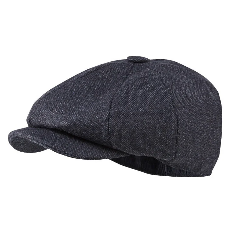 Fishing reel line clamp-Schoffel Newsboy Cap - Navy Herringbone