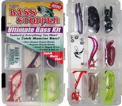 Fishing bait freezing rack-K&E Stopper Ultimate Bass Fishing Kit Rigged Worms/Terminal Tackle FKSP-BS25