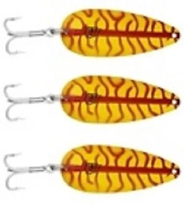 Fishing reel drag rack-Three Eppinger Huskie Junior Yellow/Red Ladder Fishing Spoons 2 oz 4 1/2" 7-57